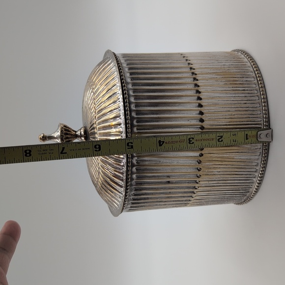 Silver and Gold Toned Decorative Trinket Jewelry Box - Picture 10 of 11